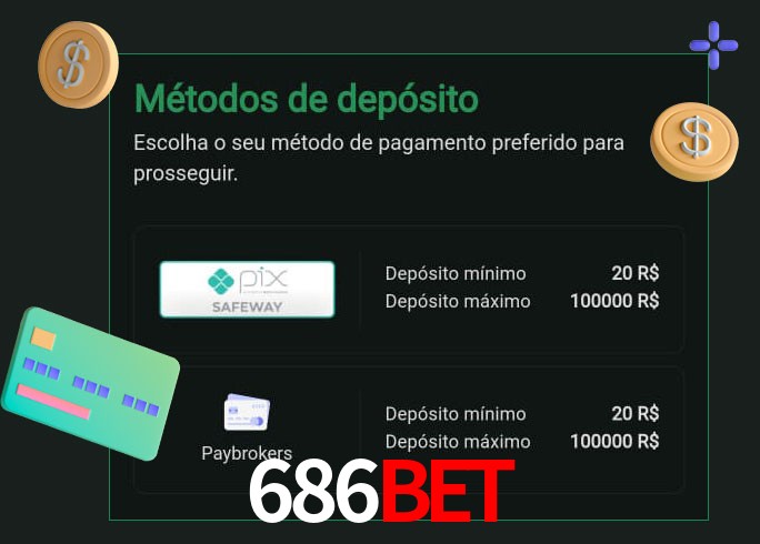 O cassino 686BET oferece uma grande variedade de métodos de pagamento